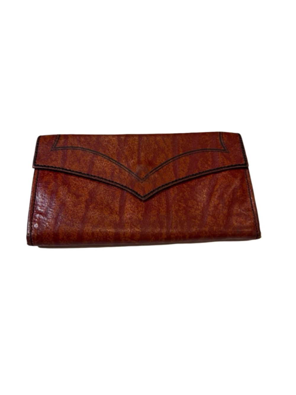 Vintage Princess Gardner Cowhide Splits Brown Leather Wallet Kiss Lock Clutch